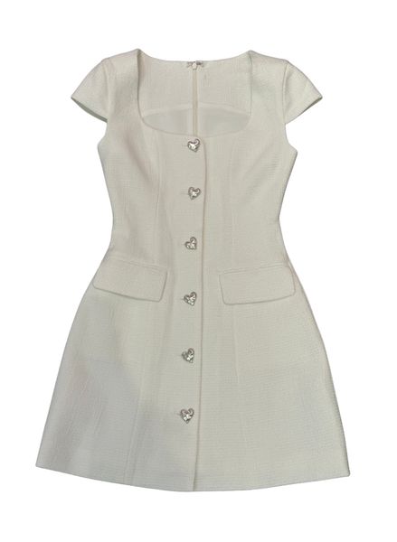 Zoe White Cap Sleeve Button Down Dress