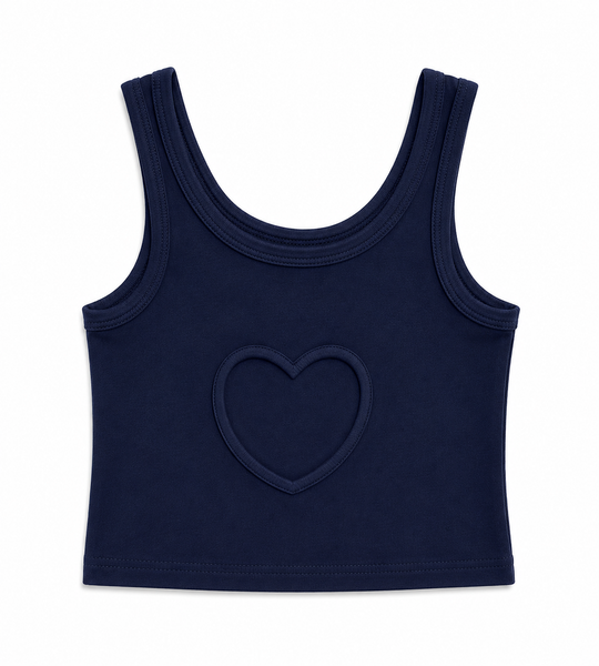 Harlow Navy Ribbed Heart Tank