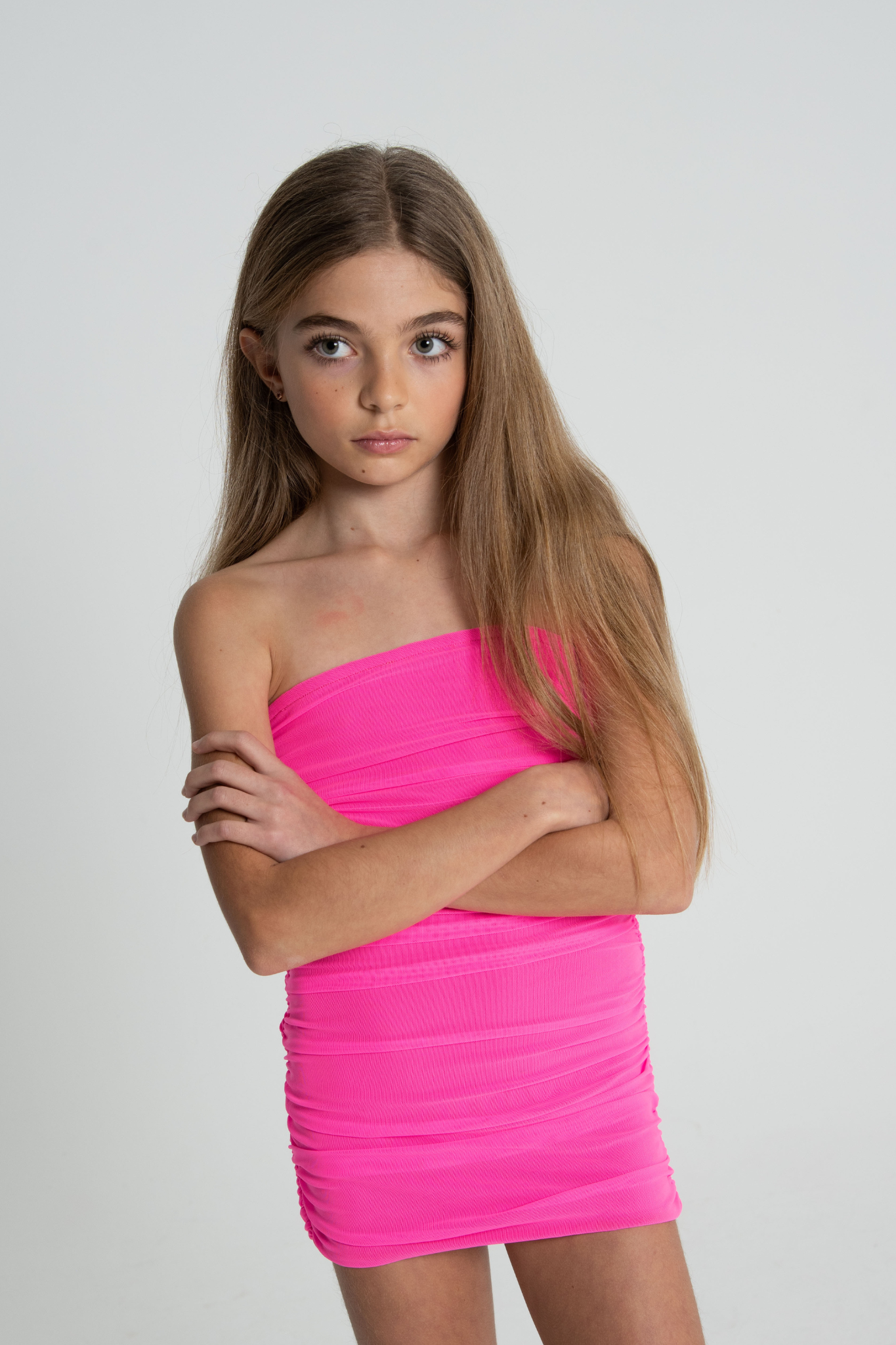 Noemi Neon Pink Mesh Dress - Removable Straps