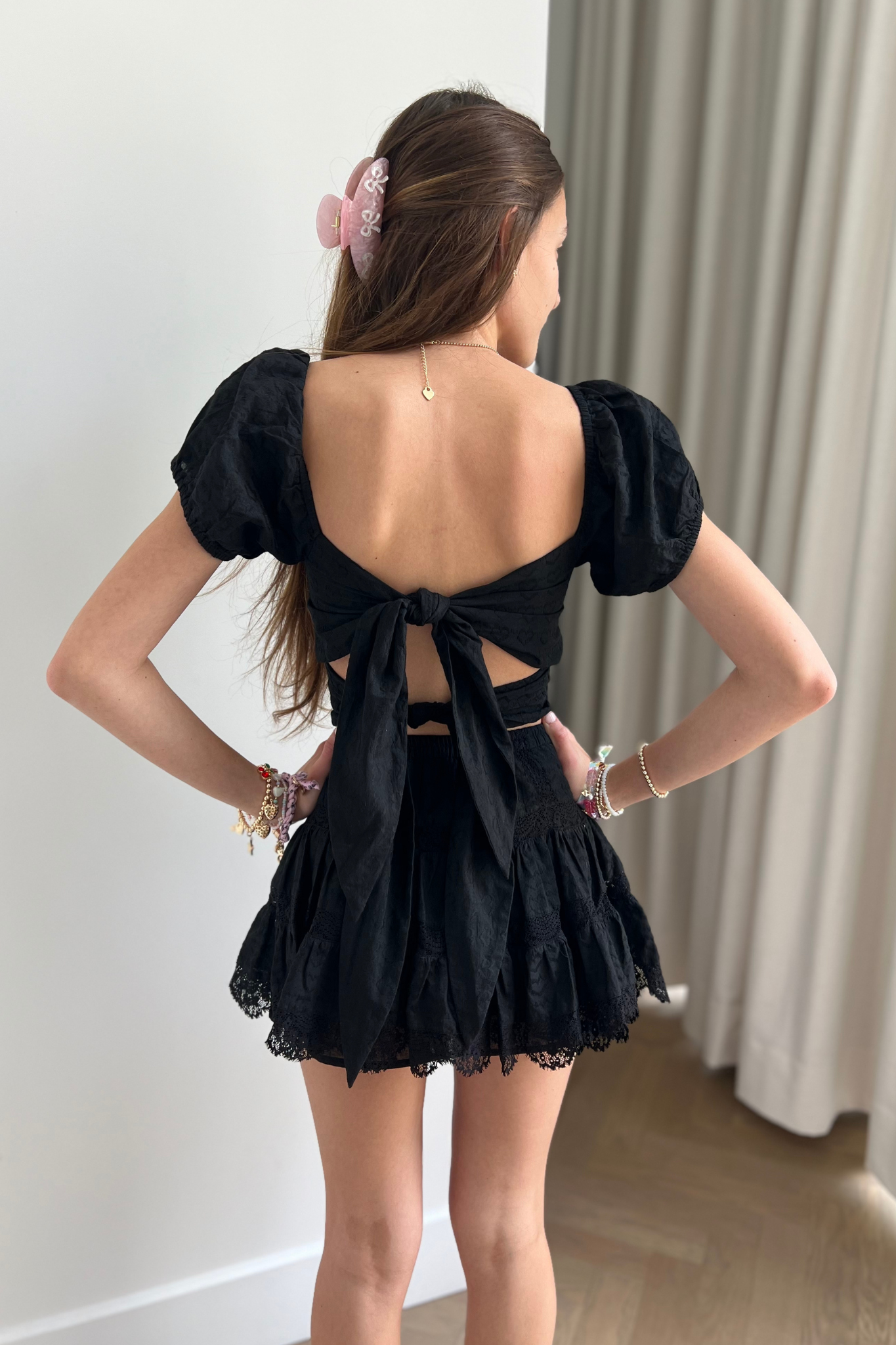 Luna Black Heart Lace Mini Skirt