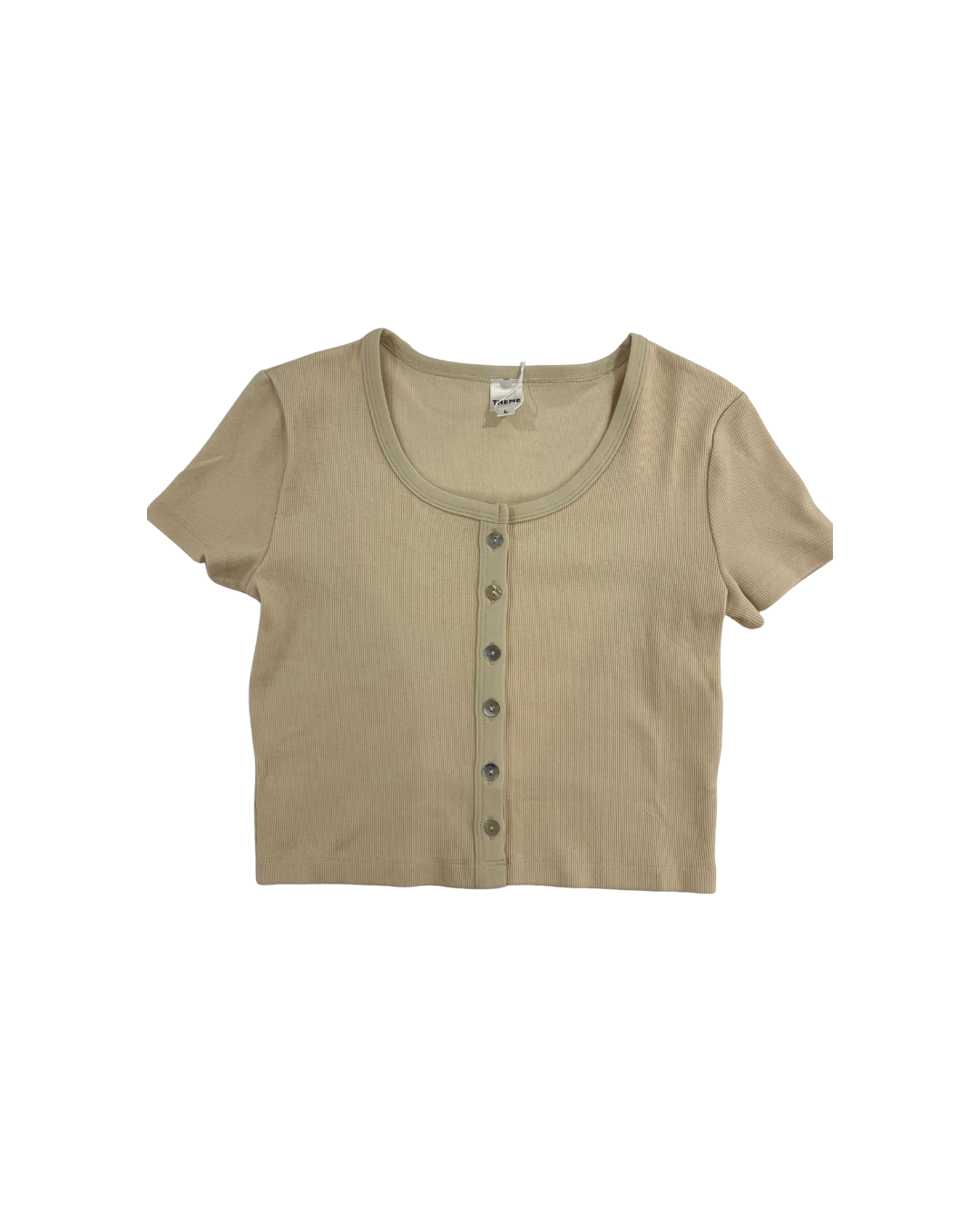 Michaela Champagne Ribbed Short Sleeve With Buttons