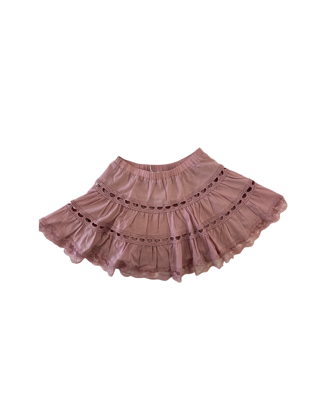 Sophia Ballet Pink Cotton Lace Heart Bow Lace Mini Skirt