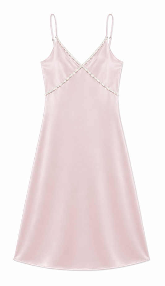 Miller Mauve Satin Maxi Dress With Lace Trim