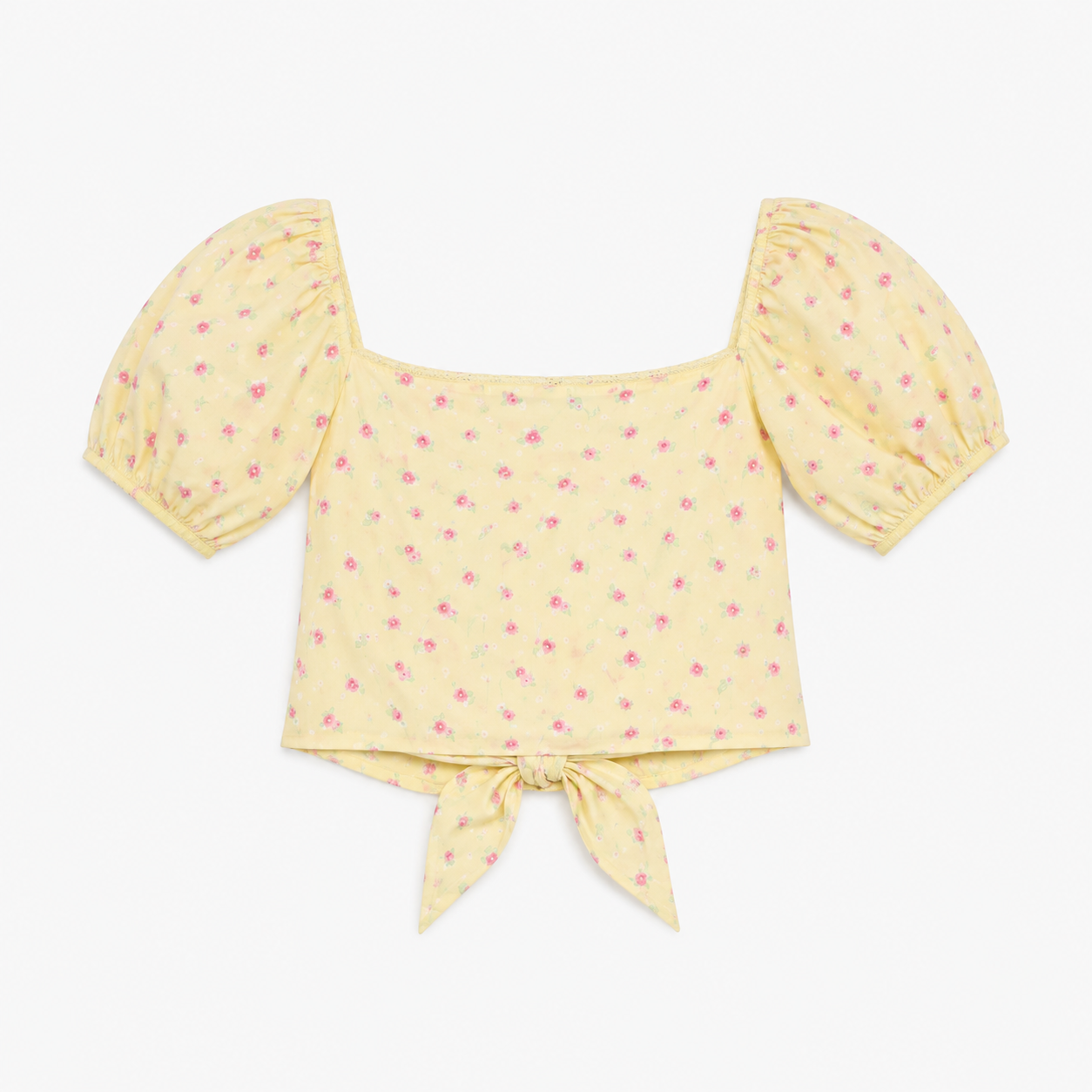 Noa Pastel Yellow Ditsy Dot Tie Back Top