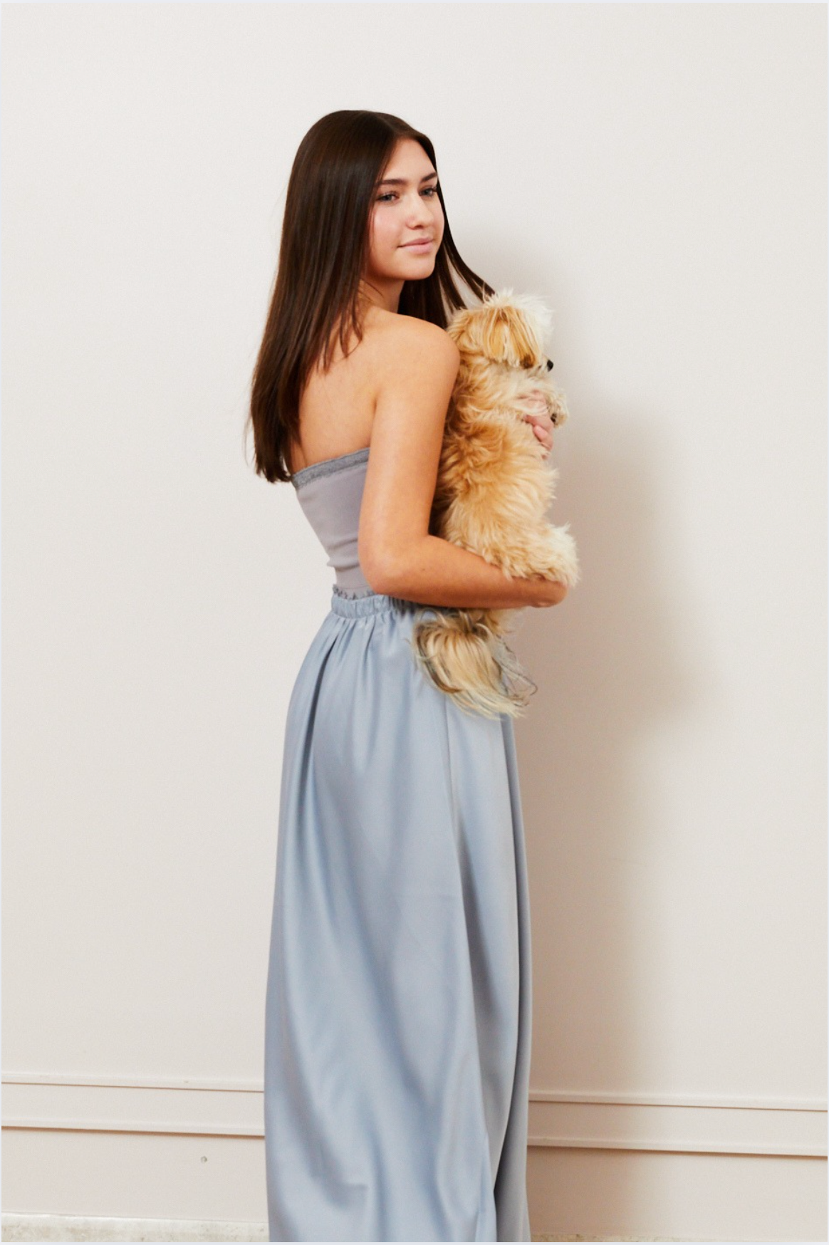 Joey Satin Maxi - Silver Grey