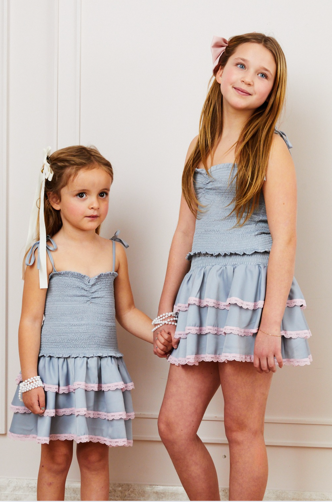 Georgia Grey Satin Smocked Top