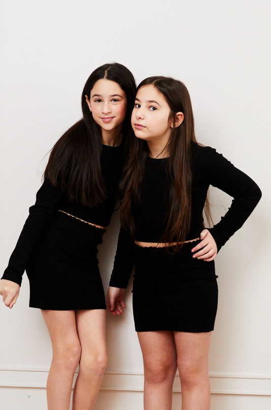 Sloane Black Long Sleeve Heart Cut Out Ribbed Top