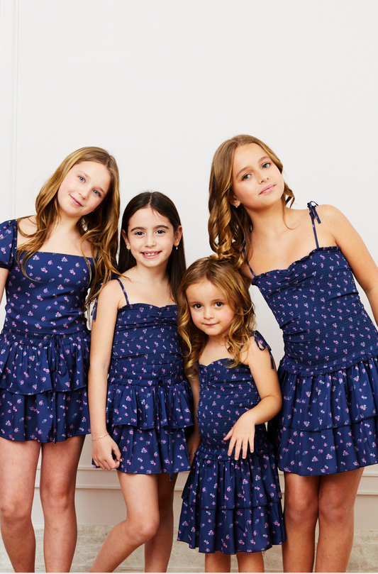 Willow Satin Navy Rose Skort