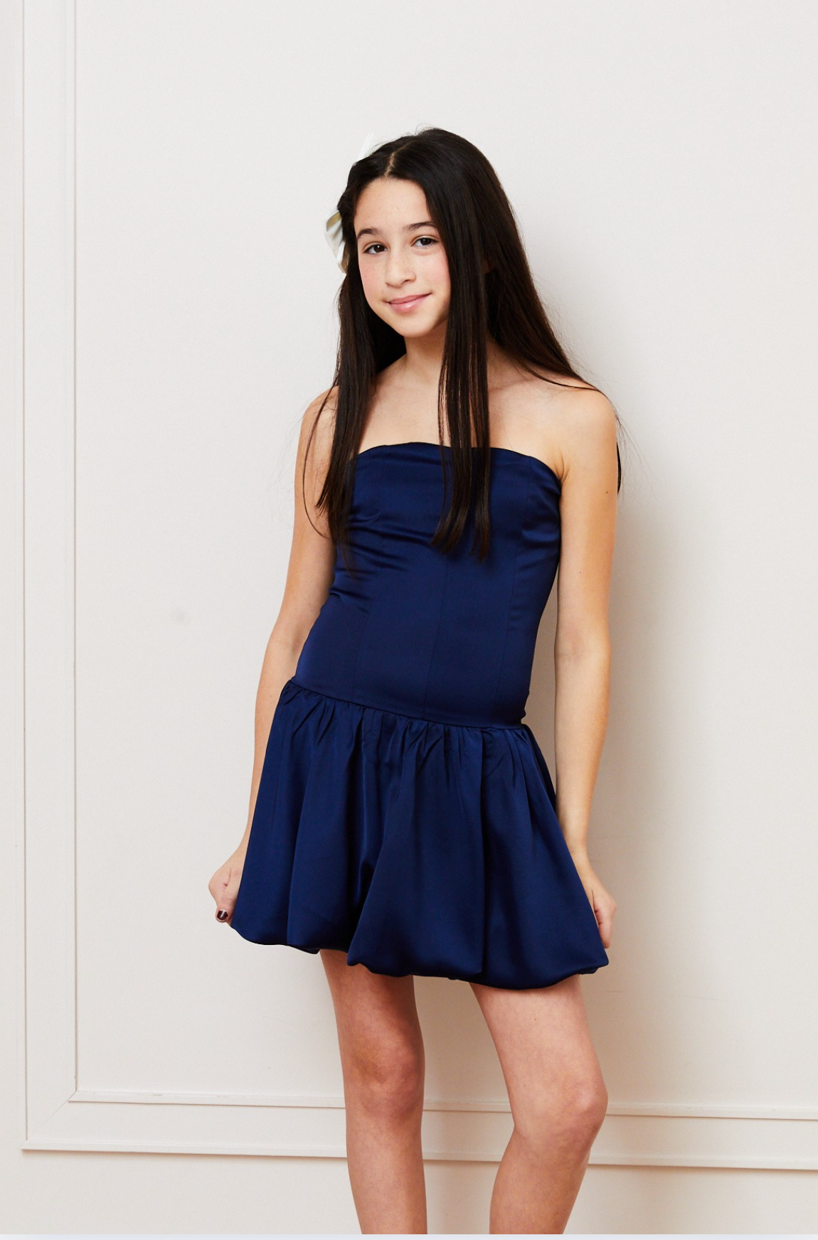Bailey Satin Ballet Dress - Navy