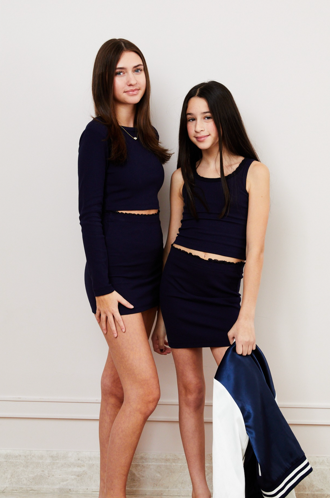 Sloane Navy Long Sleeve Heart Cut Out Ribbed Top
