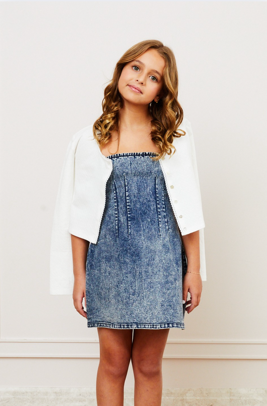 Tali Puff Heart Cardigan - White