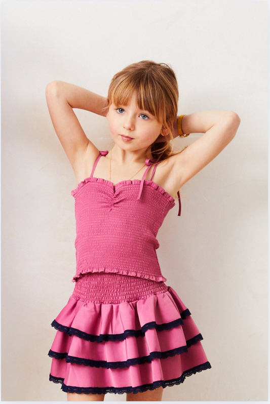 Georgia Rose Satin Smocked Top