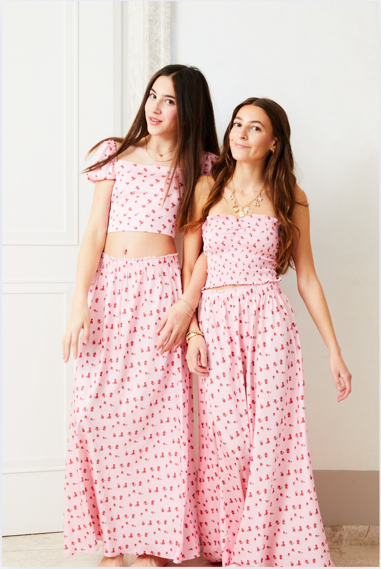 Noa Satin Pink with Red Rose TIe Back Top 25