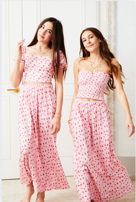 Georgia Pink Rose Satin Smocked Top 25