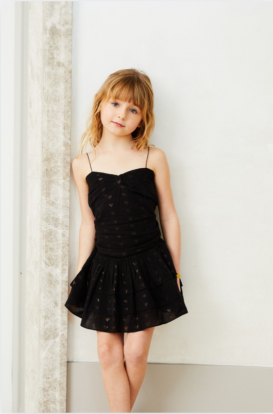 Liot Lurex Heart Tie Back Top - Black