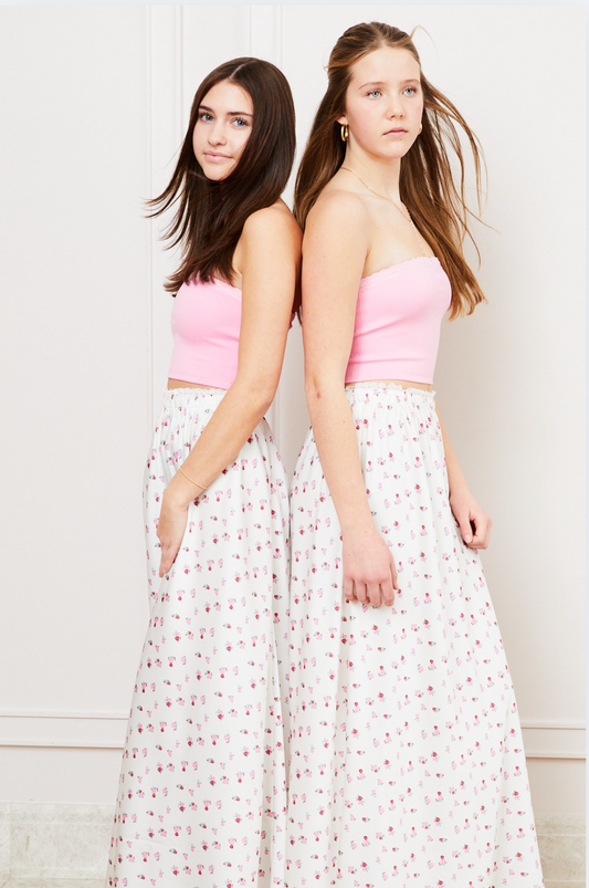 Joey Satin Maxi - White Rose