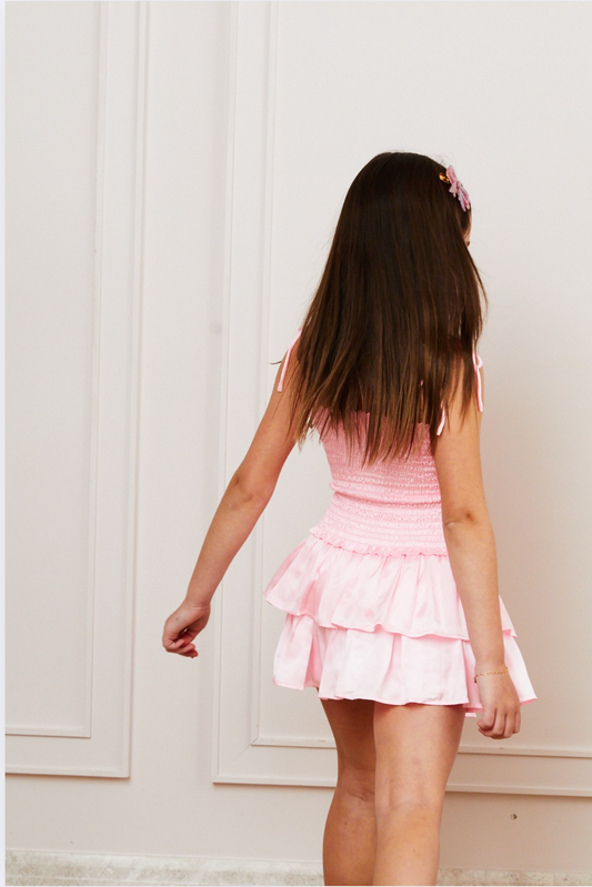 Willow Satin Pale Pink Skort