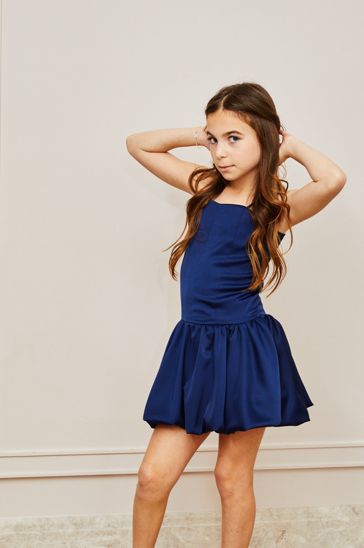 Bailey Satin Ballet Dress - Navy