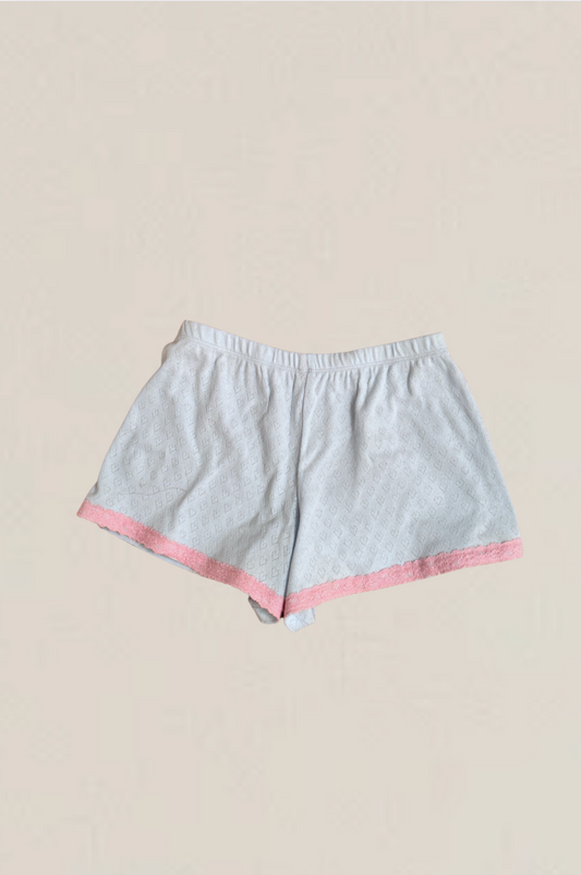 Lizzie Blue Heart Pointelle Tank with Pink Lace