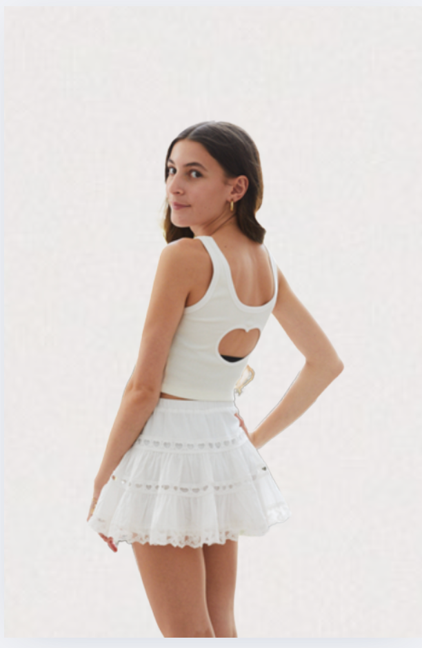 Harlow White Heart Cut Out Tank -25