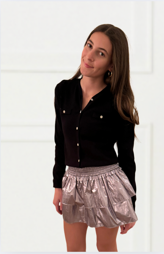 Farrah Lame Silver Ruffle Mini