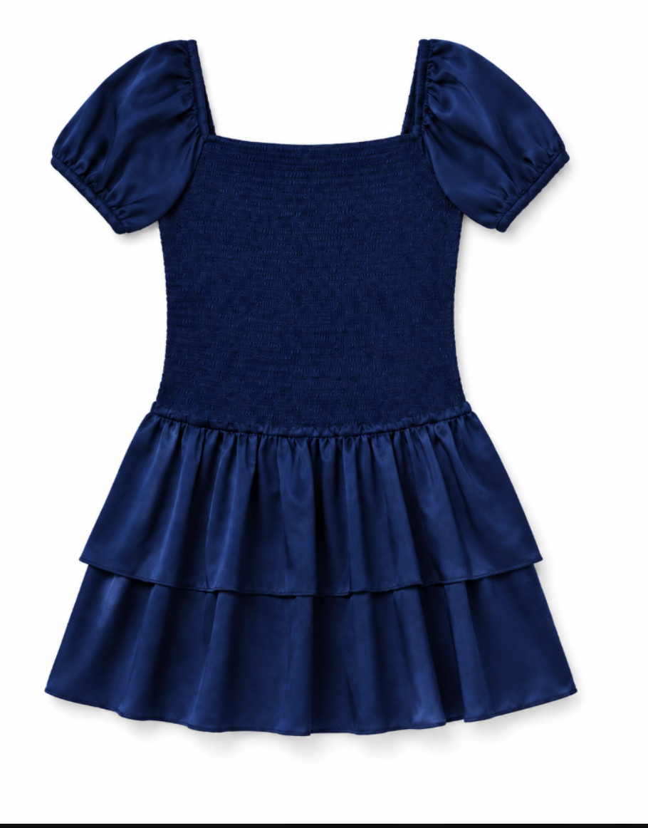 Lexi Cap Smocked Dress - Navy