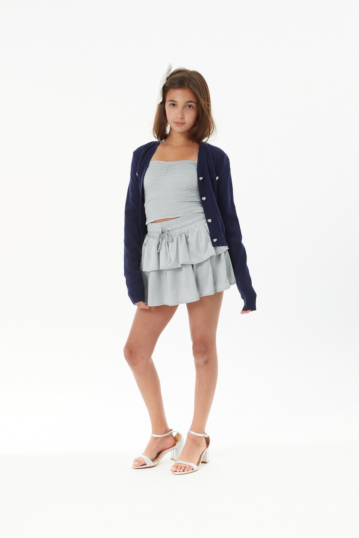 Willow Silver Satin Skort