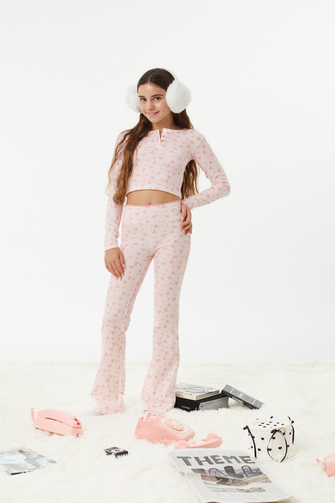 Peyton Pink on Pink Thermal Wide Leg Pants