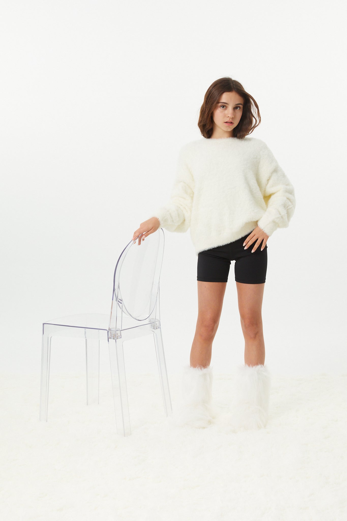 Maya Taupe Fluffy Drop Shoulder Sweater