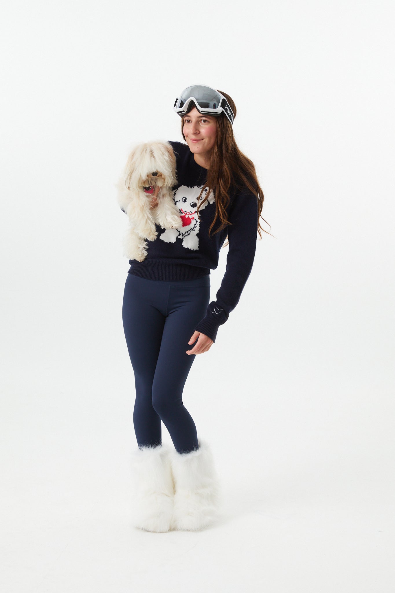 Tiegan Navy Puppy Graphic Graphic Sweater