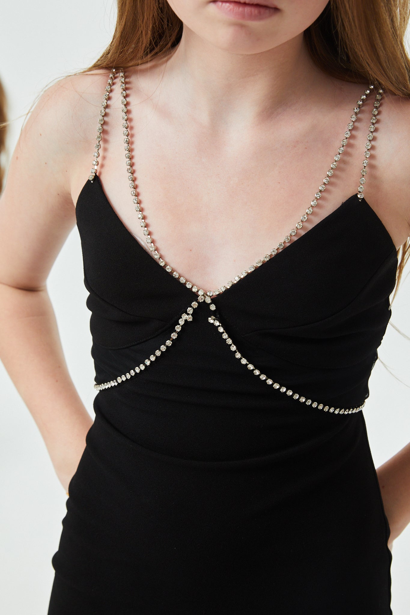 Kat Black Rhinestone Trim Dress
