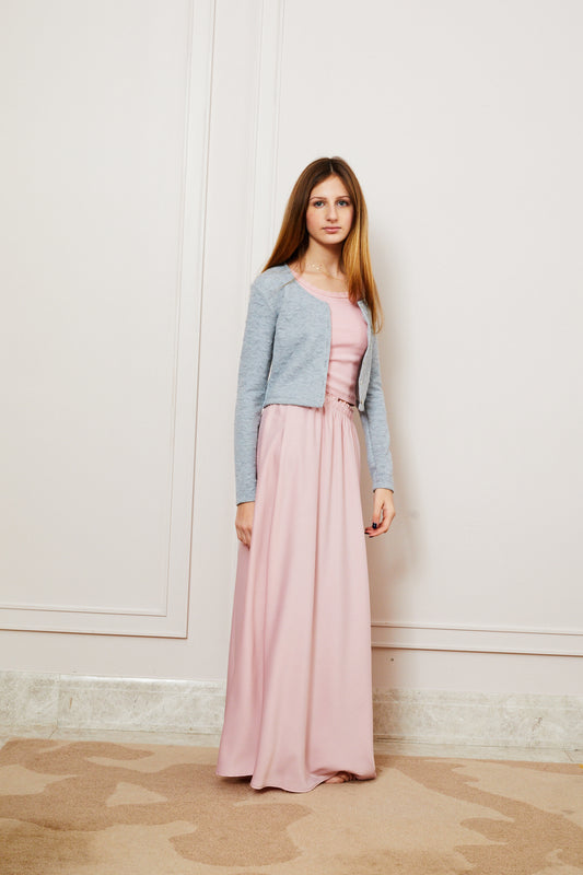 Tali Puff Heart Cardigan - Grey