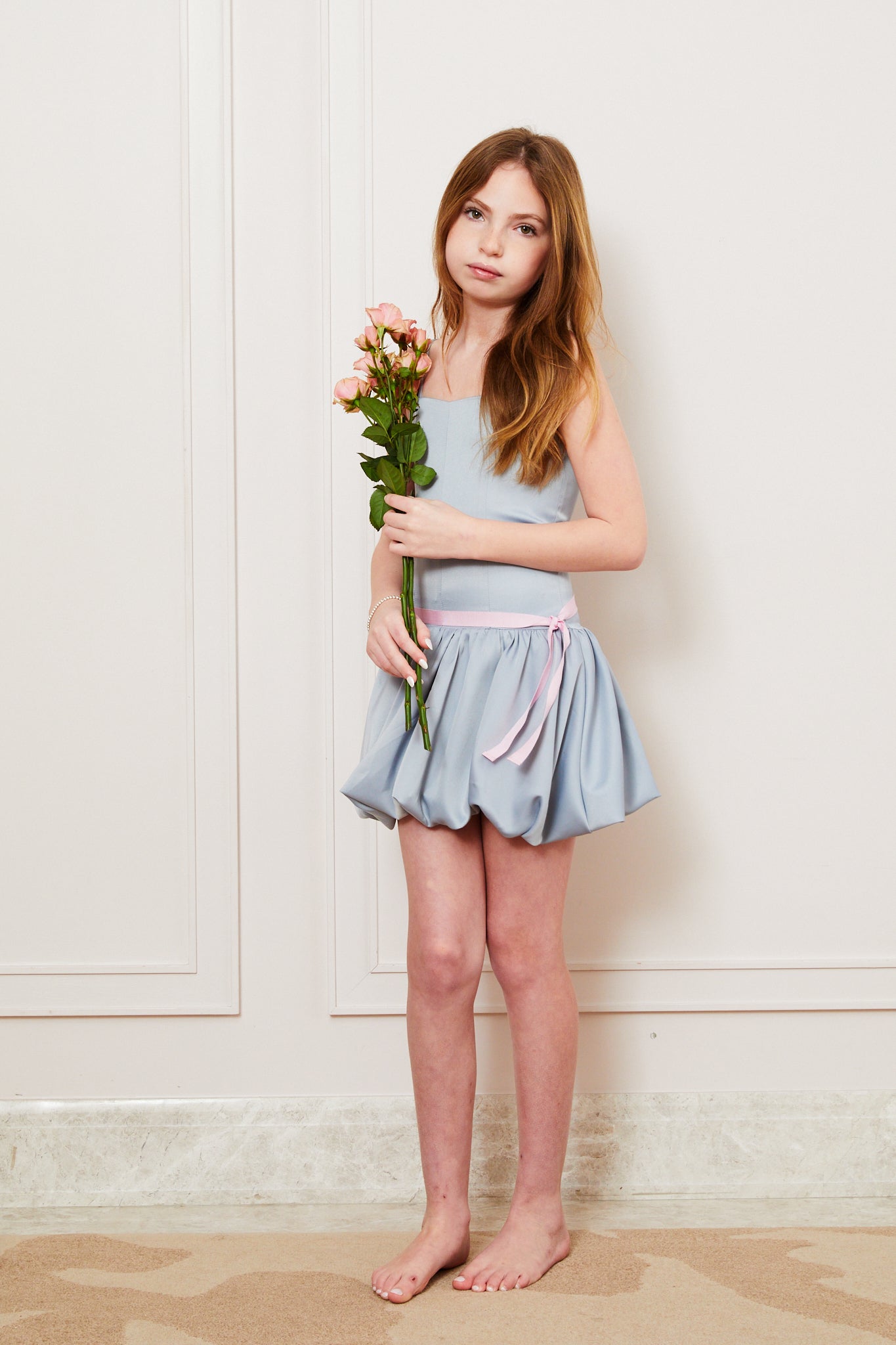 Bailey Satin Ballet Dress -Silver Grey