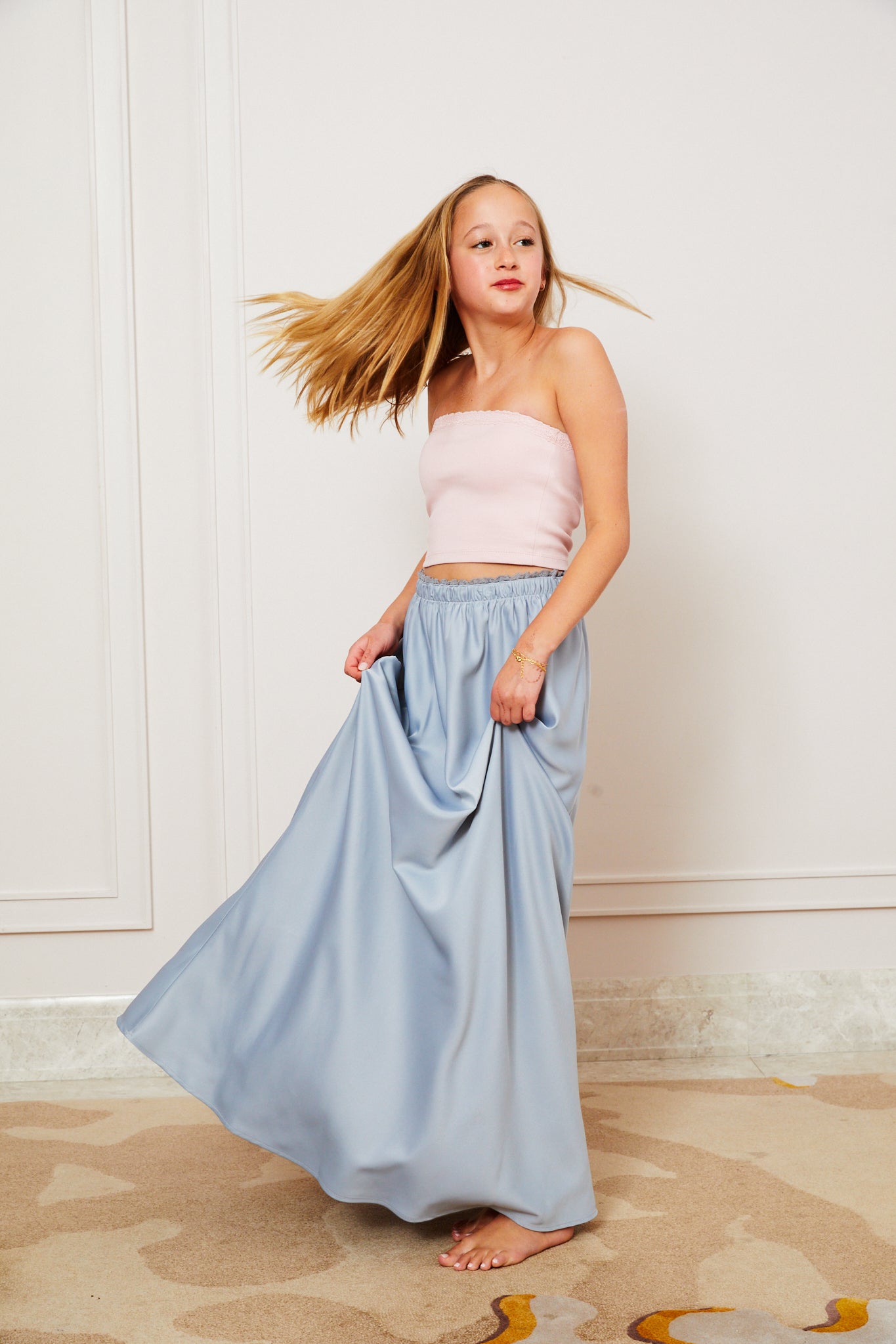 Joey Satin Maxi - Silver Grey