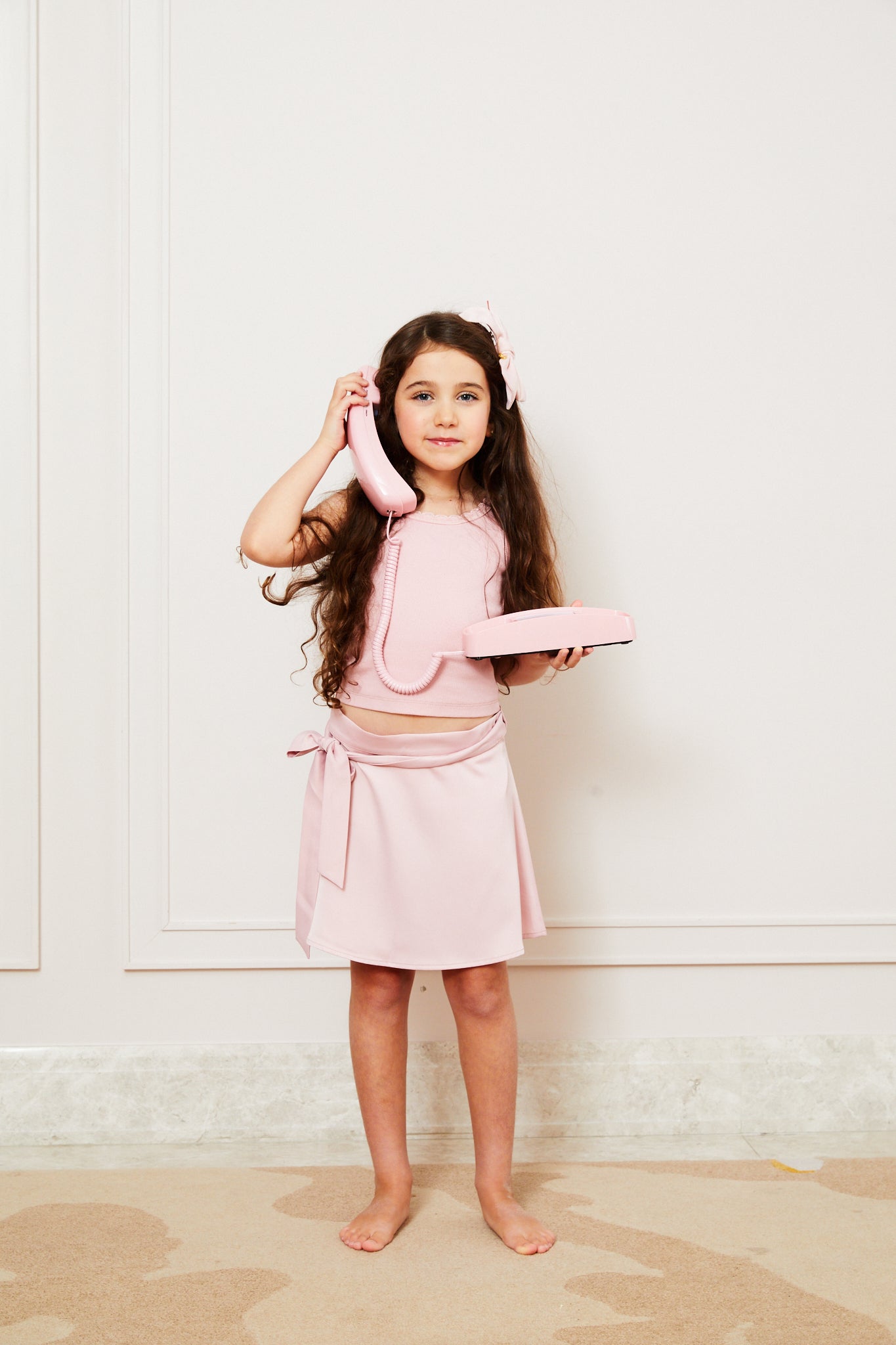 Stella Ribbed Tank - Ballet Pink with Lace Trim