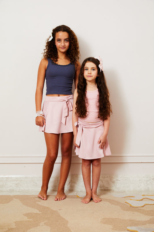 Stella Ribbed Tank - Grey with lace trim