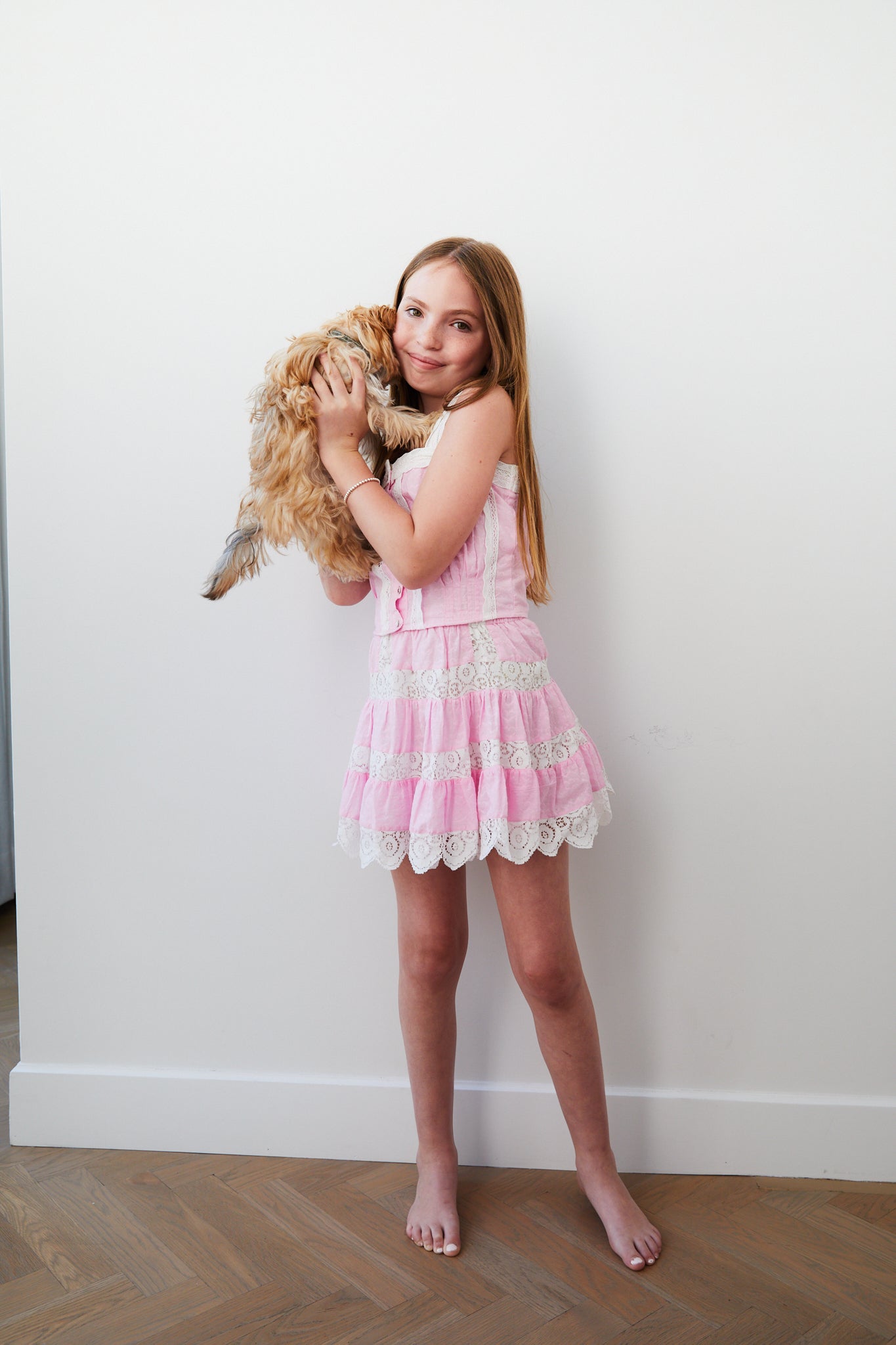 Skylar Pink Heart Lace Tank Top