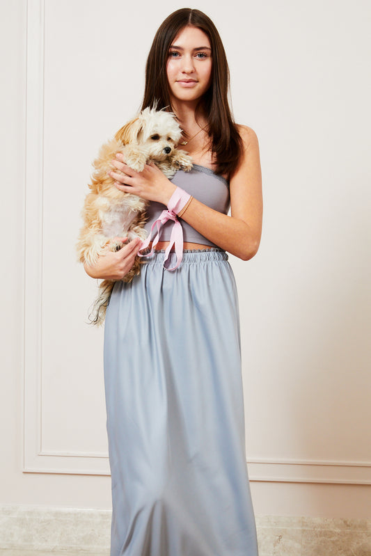 Joey Satin Maxi - Silver Grey