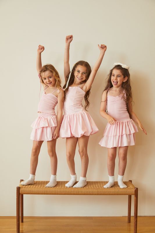 Georgia Pastel Pink Satin Smocked Top