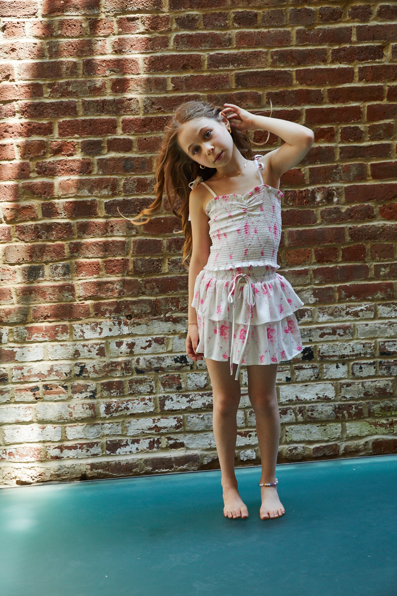 Georgia Vintage Romantic Rose Satin Smocked Top