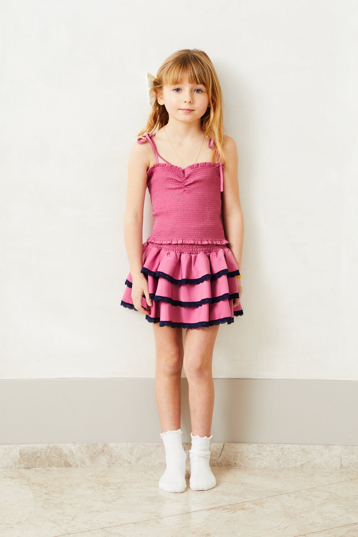 Georgia Rose Satin Smocked Top