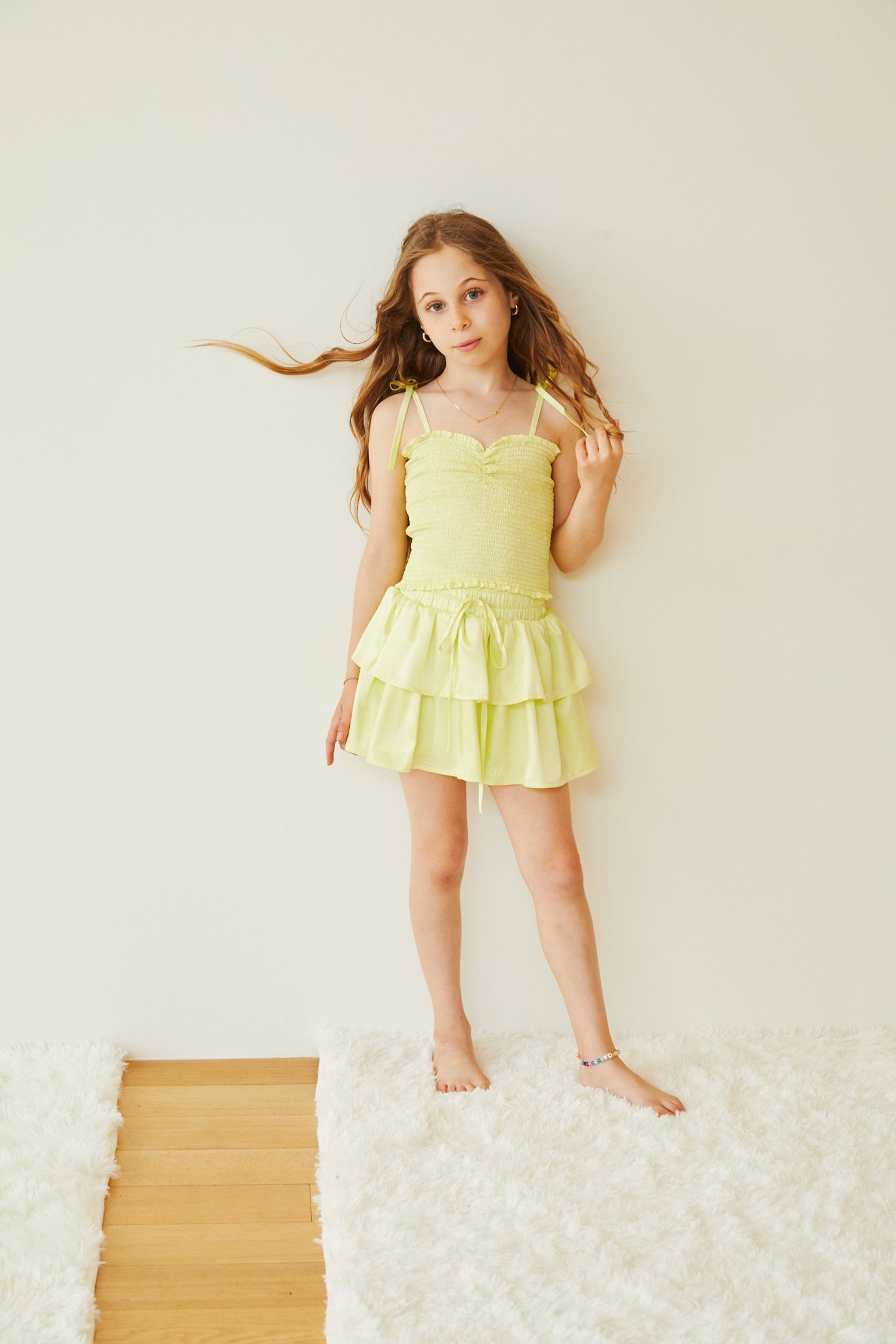 Willow Pastel Yellow Satin Skort