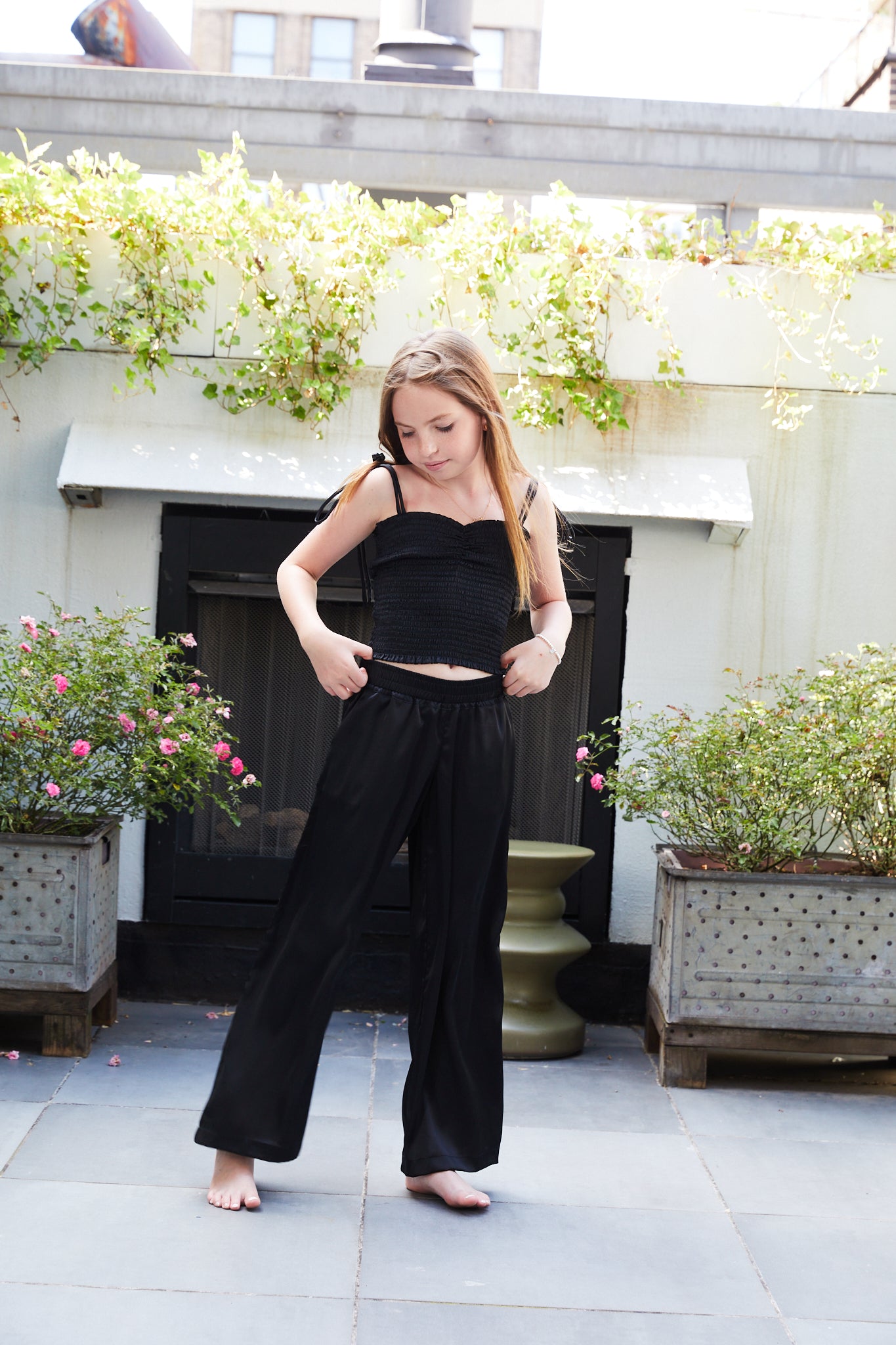 Paris Black Satin Wide Leg Pants