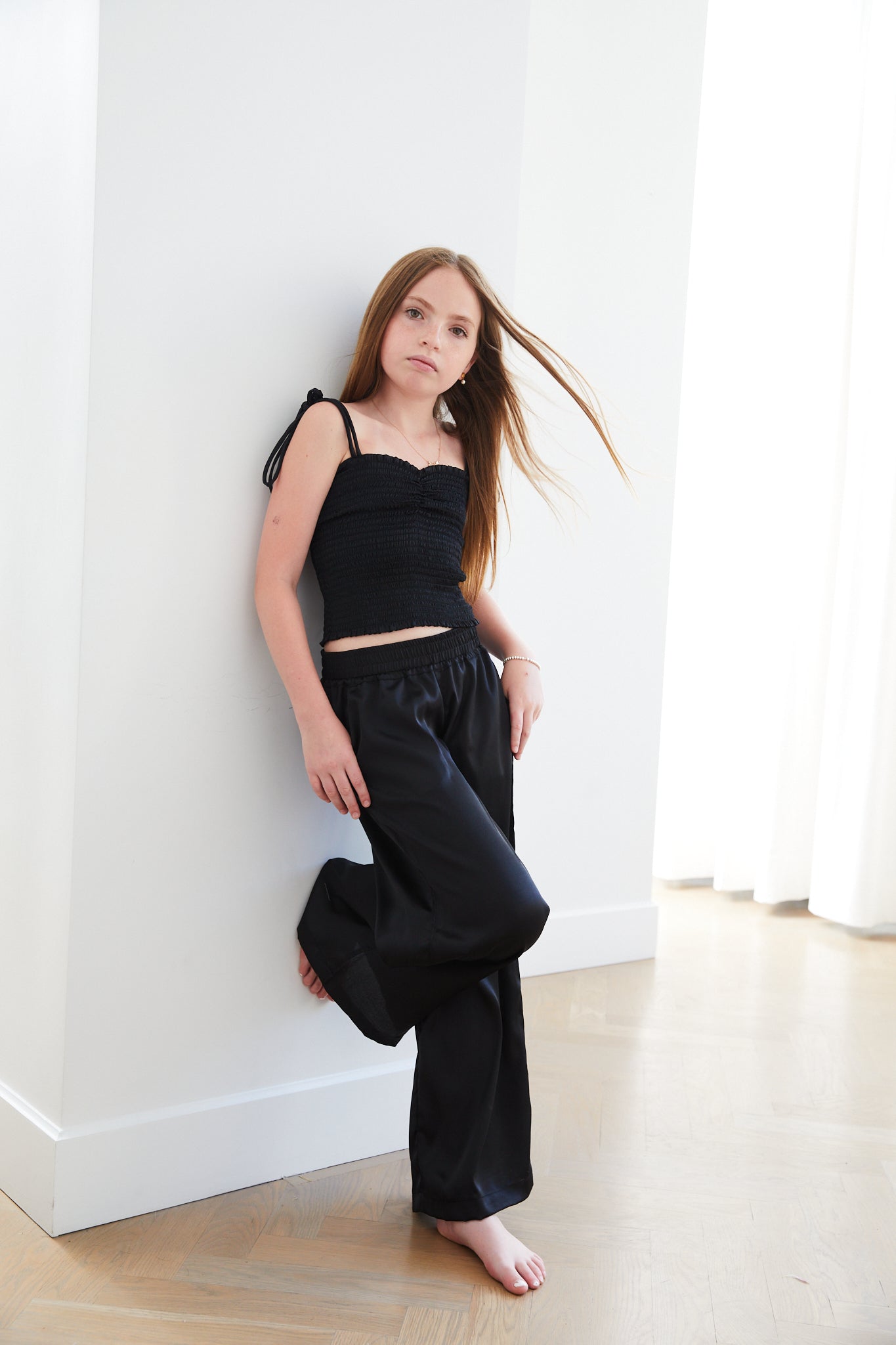 Paris Black Satin Wide Leg Pants