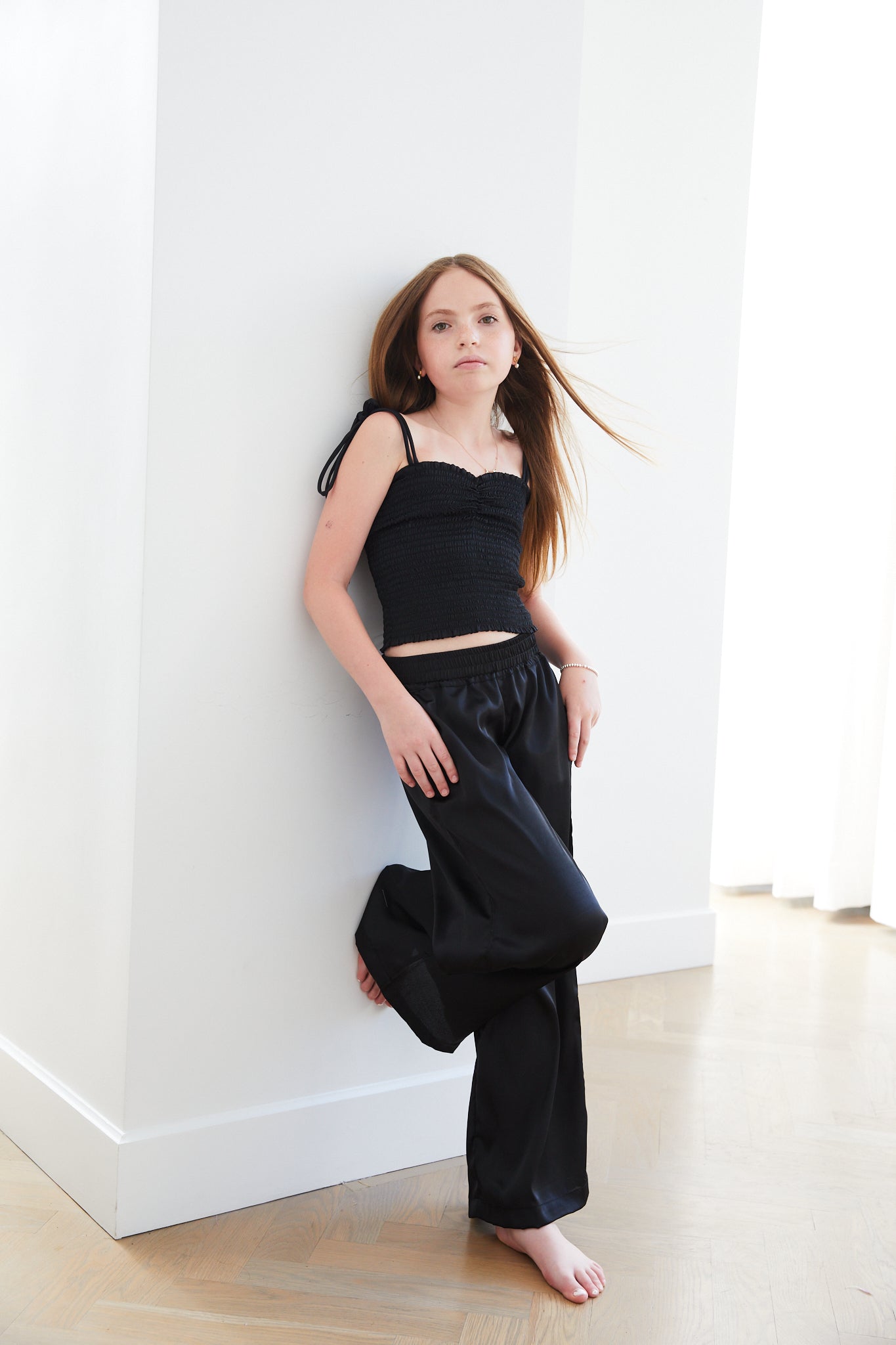 Paris Black Satin Wide Leg Pants