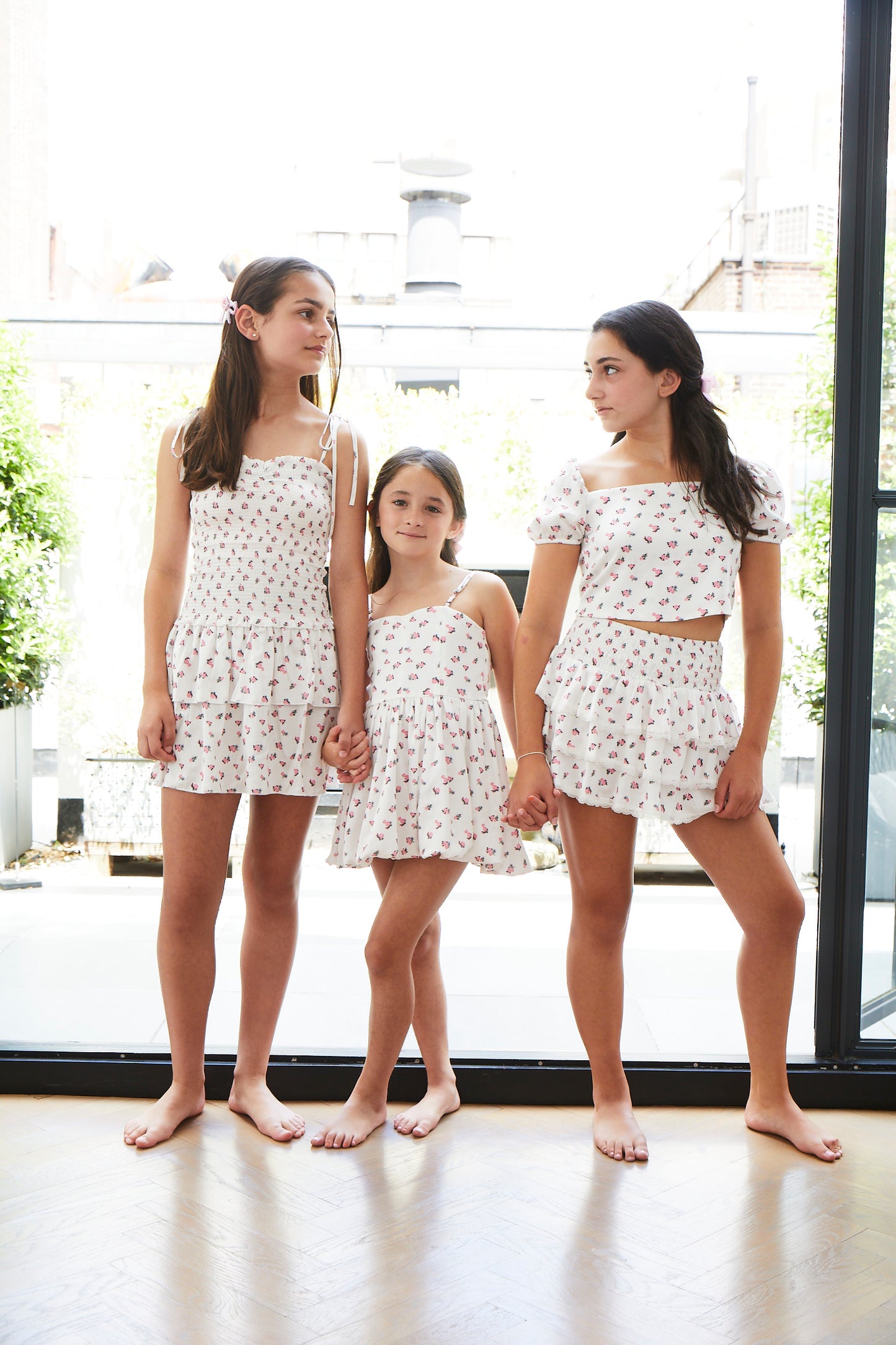 Lola White Rose Satin Smocked Ruffle Dress