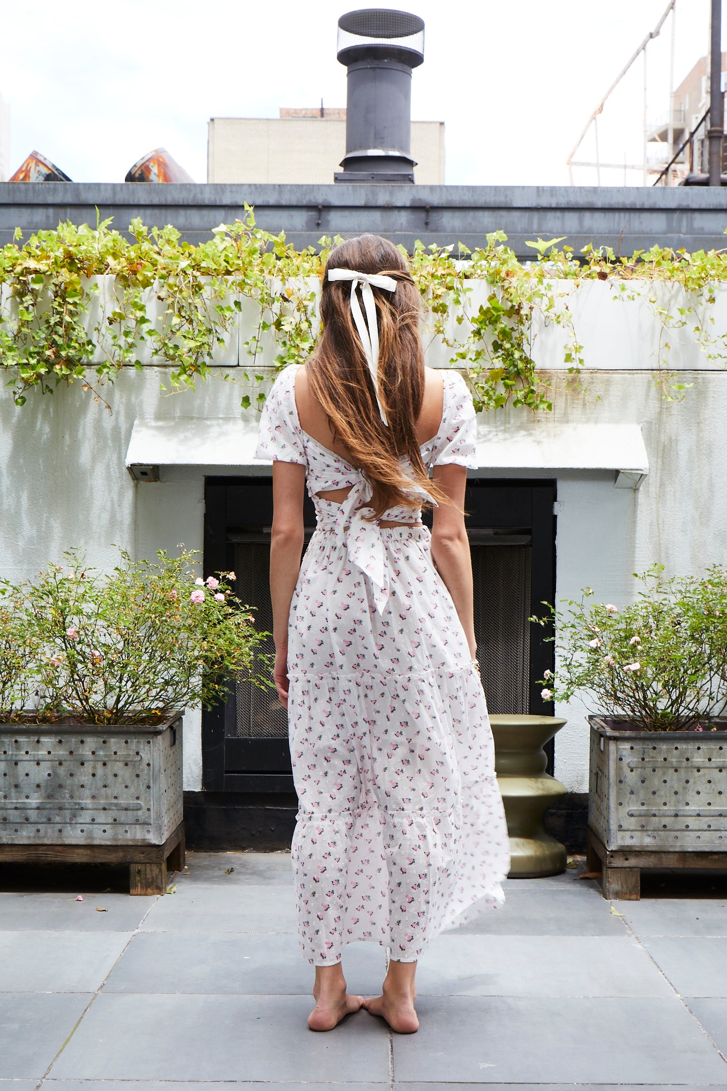 Bella White Rose Maxi with Tassels