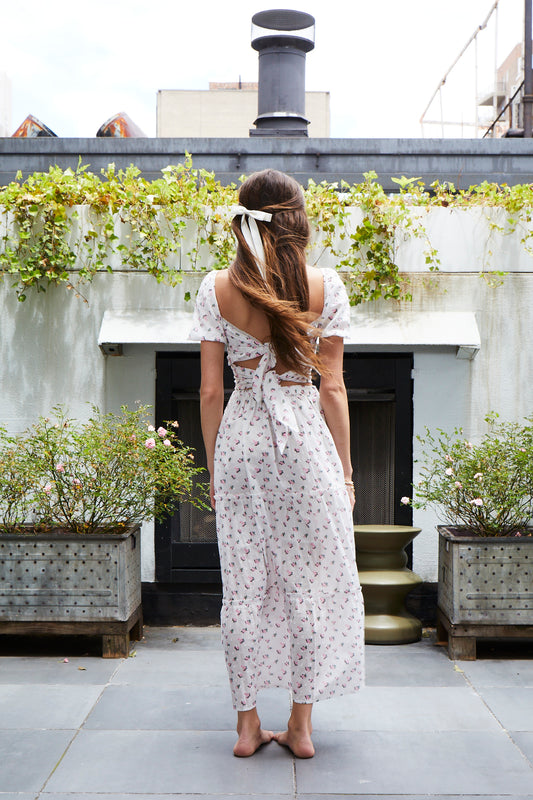 Bella White Rose Maxi with Tassels
