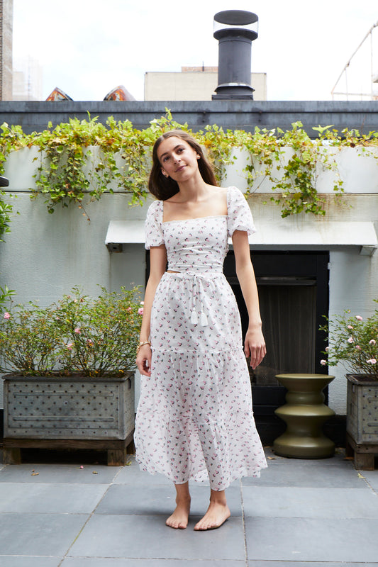 Bella White Rose Maxi with Tassels