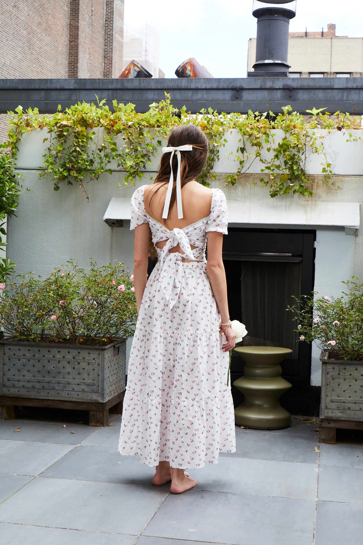 Bella White Rose Maxi with Tassels